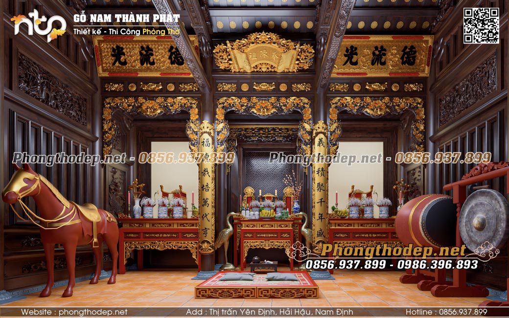 Bố trí nội thất nhà thờ 3 gian trang nghiêm